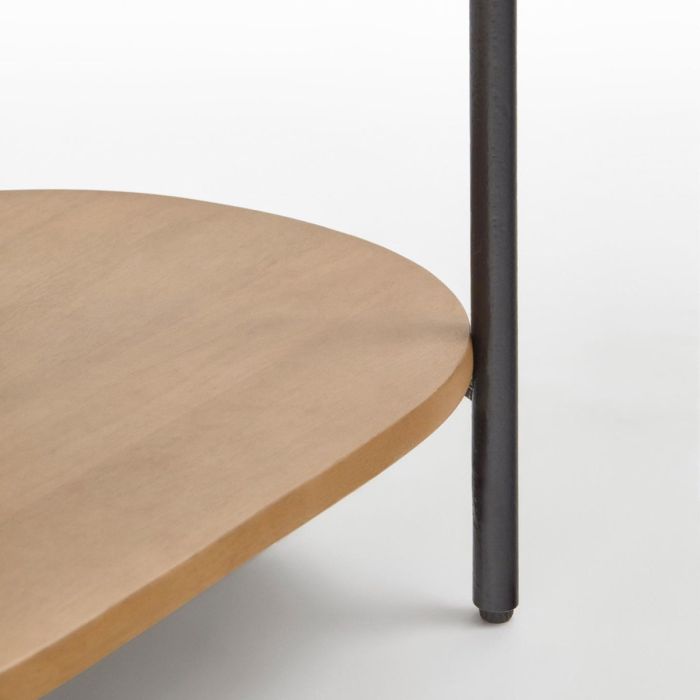 Mesita de Noche Madera Mango Hierro Natural/Negro,65 Cm