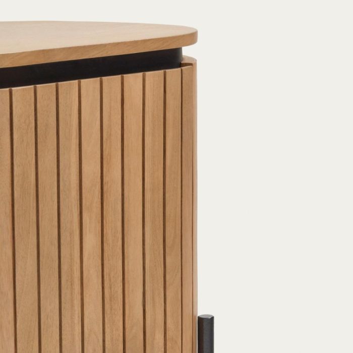 Mesita de Noche Madera Mango Natural Hierro Negro, 55 Cm