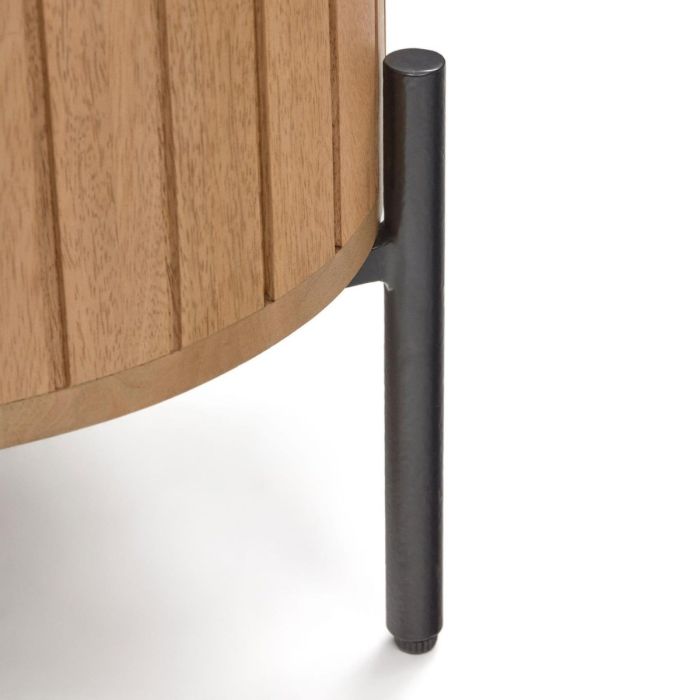 Mesita de Noche Madera Mango Natural Hierro Negro, 55 Cm