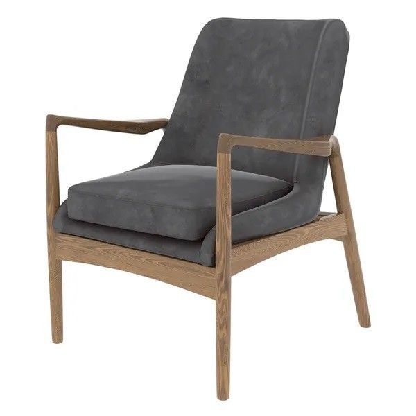 Sillón Terciopelo Gris Madera Fresno, 67'50 Cm