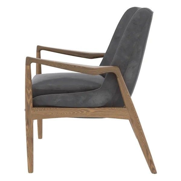 Sillón Terciopelo Gris Madera Fresno, 67'50 Cm