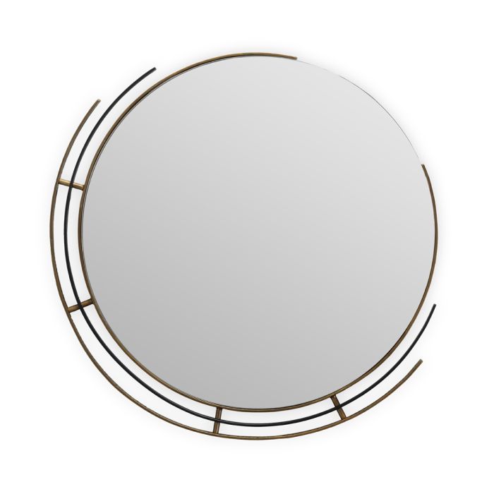 Espejo Circular de Metal en Dorado Antique/Negro.