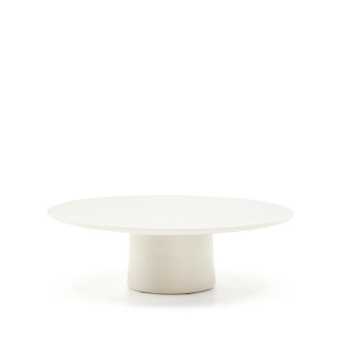 Mesa Centro Cemento Acabado Blanco Brillante, Ø110 Cm