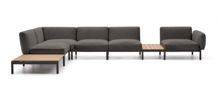 Sofá Modular Rinconero Sorells 5 Plazas Gris con Mesas