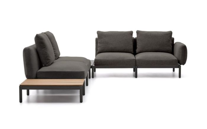 Sofá Modular Rinconero Sorells Gris con Mesas