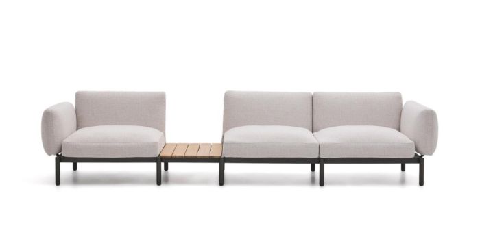 Sofá Modular Exterior Sorells Beige con Mesa Teca