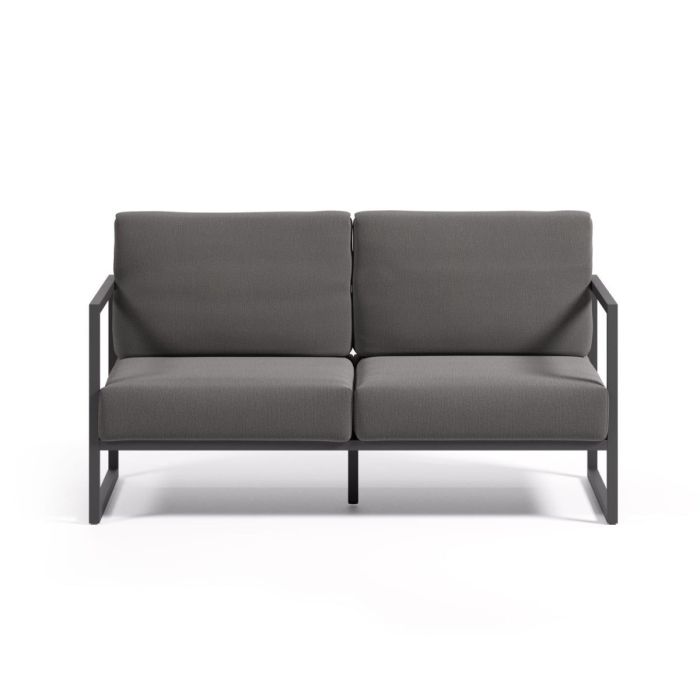 Sofá 2 Plazas Comova Gris Oscuro Aluminio Negro, 152 Cm