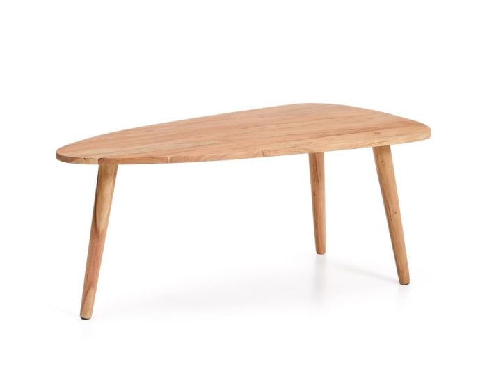 Mesa de centro nórdica en madera de acacia beige.