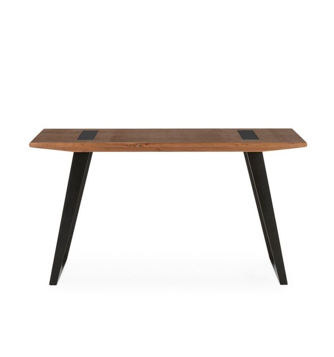 Escritorio Estilo Industrial en Madera de Olmo nogal y Metal negro mate.