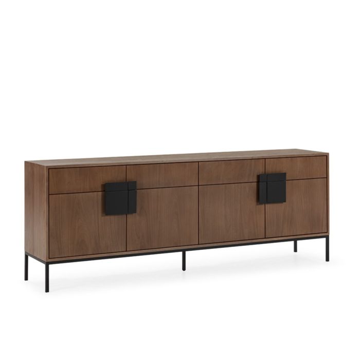 Aparador contemporáneo en madera de olmo nogal y detalles en metal negro.