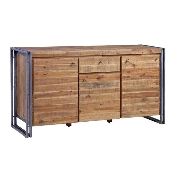Aparador Industrial Omega Natural Negro, 150 Cm