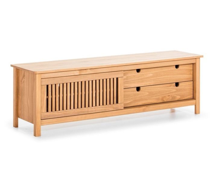 Mueble de TV Bruna Estilo Nórdico-Moderno Natural Madera Pino, 158 Cm