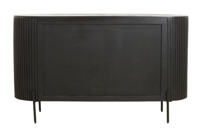 Aparador Curvo Madera Mango Acero Negro Mate, 140 Cm