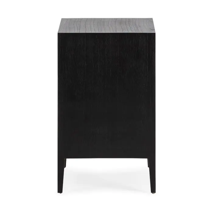 Mesita de Noche 50x40x65 Madera de Cedro/Ratán -- Negro/Natural