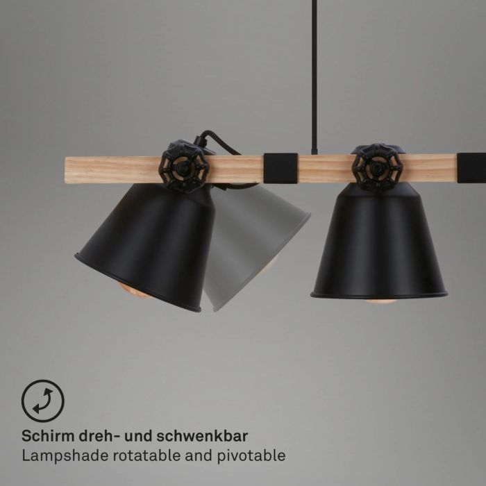 Lámpara Colgante Madera Metal Negros, 105,2 Cm