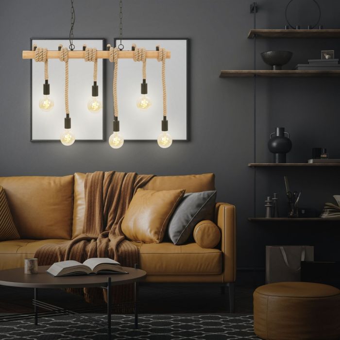 Lámpara Colgante 6 Focos Diferente Altura, 150 Cm