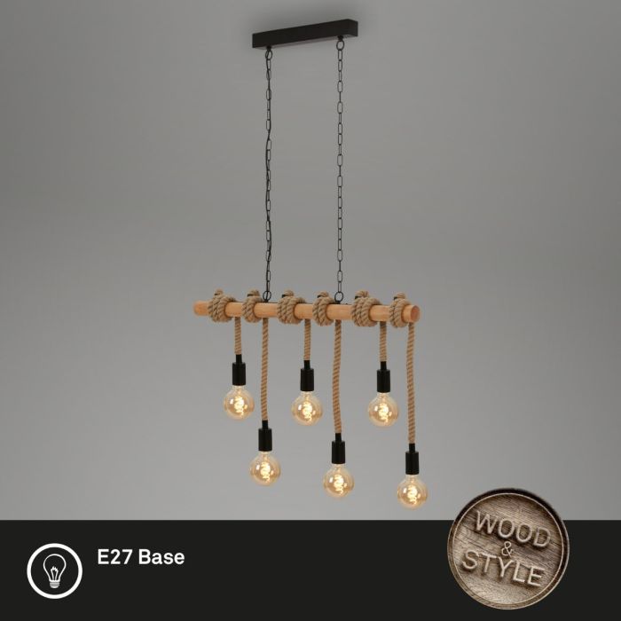 Lámpara Colgante 6 Focos Diferente Altura, 150 Cm