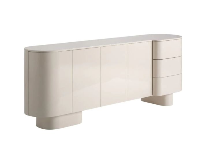 Aparador contemporáneo en madera blanco roto.