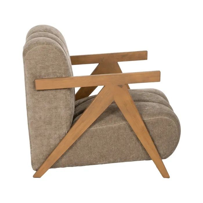 Sillón Taupe Madera de Abedul Salón, 76,5 Cm