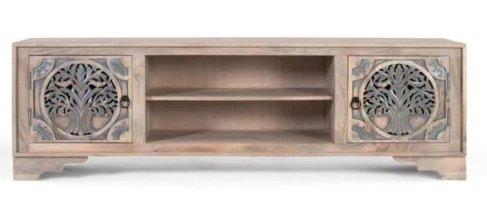 Mueble TV étnico blanco azul