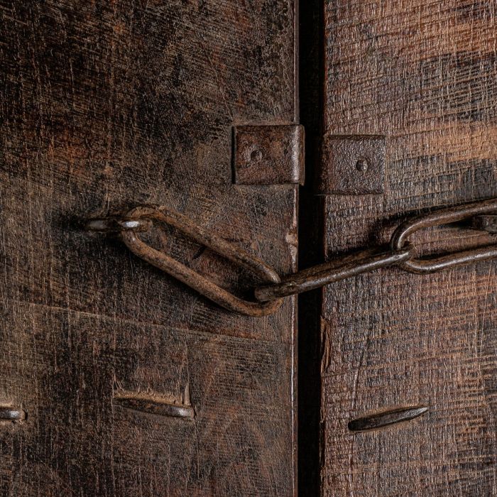 Puerta Madera Teca Marrón/Amarillo Envejecido, 219 Cm