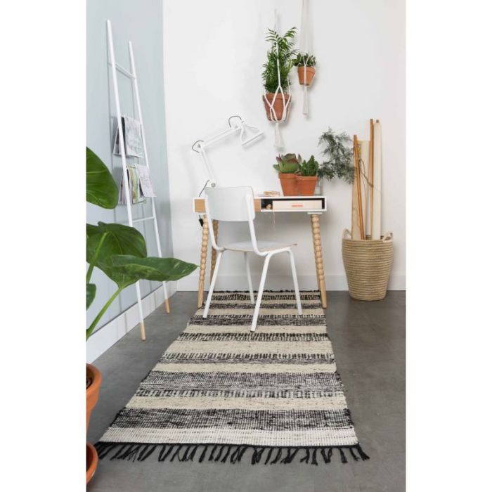 Escalera Madera Caucho Acero Blanco, 175 Cm