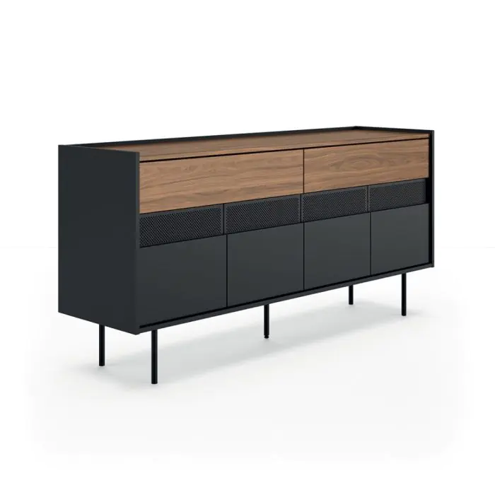 Aparador Radio Madera Nogal Negro 2 Cajones, 160 Cm