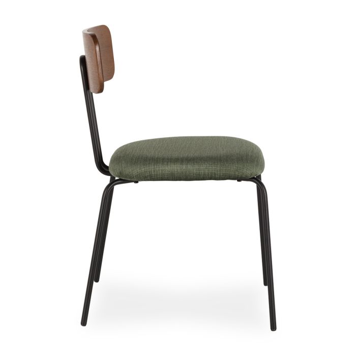 Silla Tapizado Tela Verde Madera Hierro, 43'5 Cm
