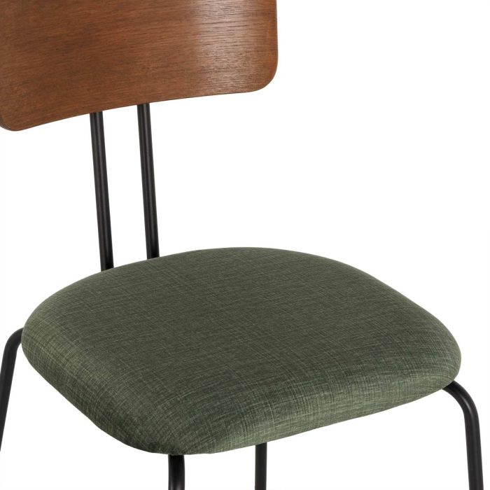 Silla Tapizado Tela Verde Madera Hierro, 43'5 Cm