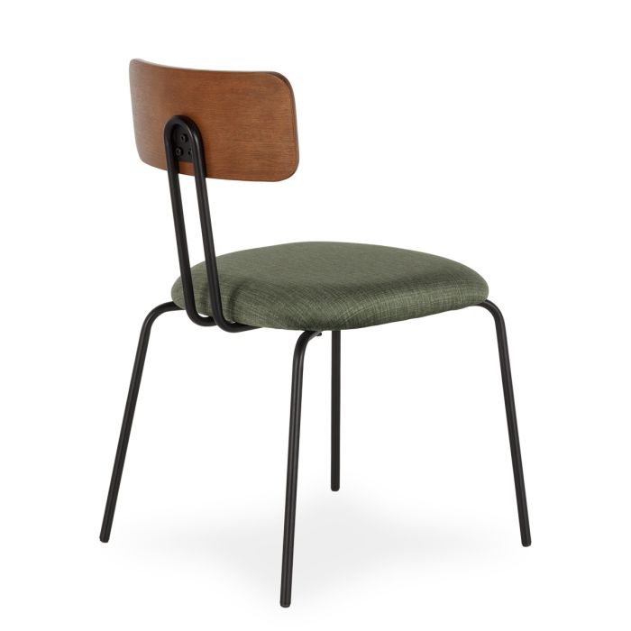 Silla Tapizado Tela Verde Madera Hierro, 43'5 Cm