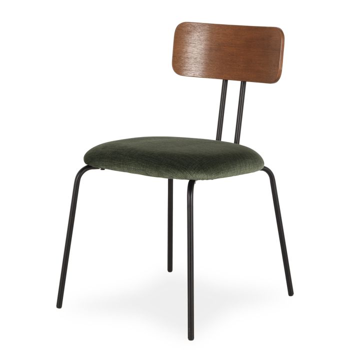 Silla Tapizado Tela Verde Madera Hierro, 43'5 Cm