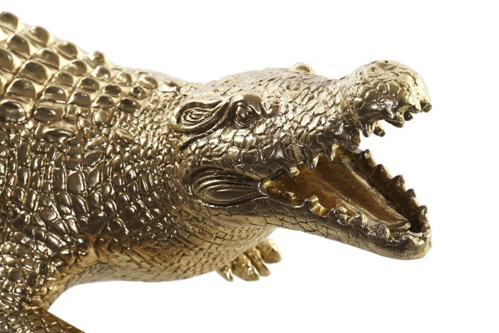 Figura Cocodrilo Resina Oro Brillo