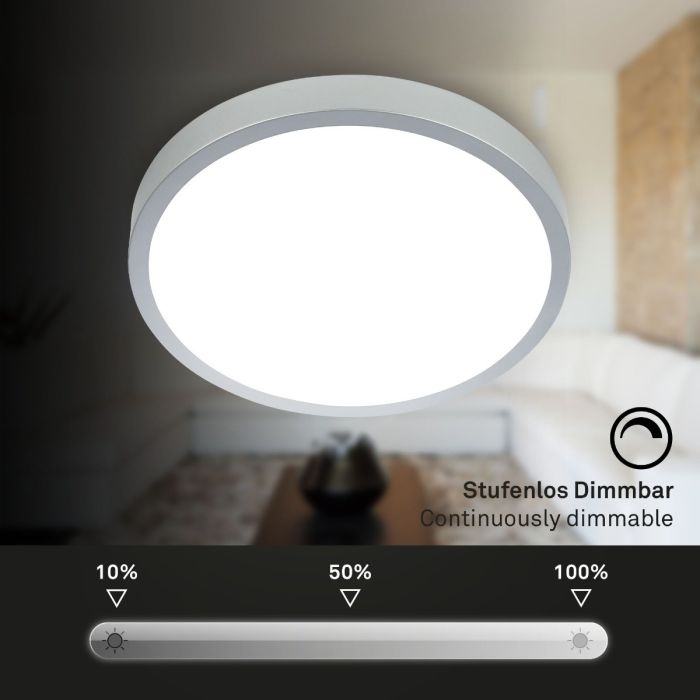 Plafón Led Inteligente Metal Plata Redondo,38 Cm
