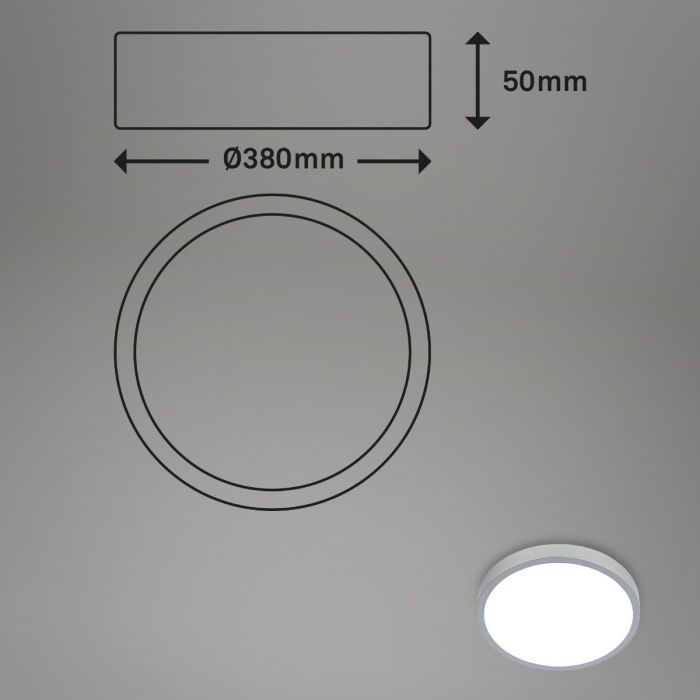 Plafón Led Inteligente Metal Plata Redondo,38 Cm