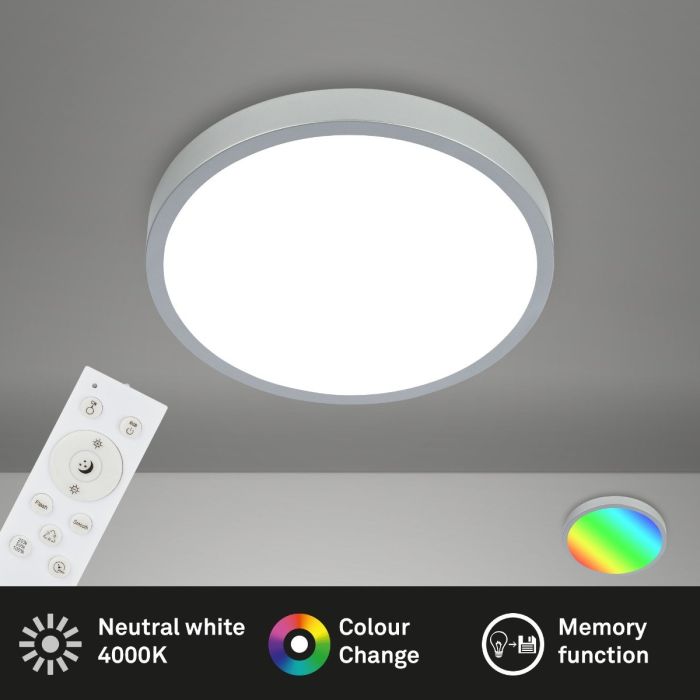 Plafón Led Inteligente Metal Plata Redondo,38 Cm