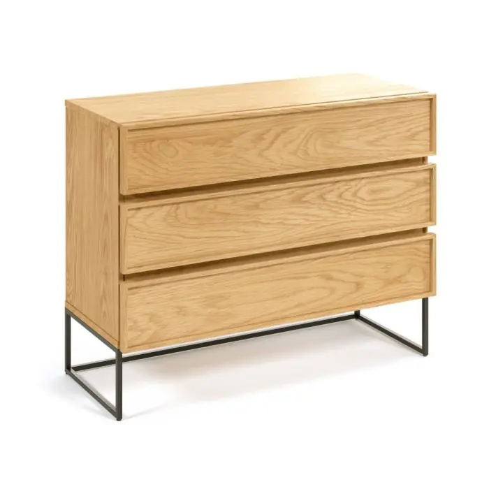 Cómoda Taiana Madera Acero Natural/Negro, 78 Cm