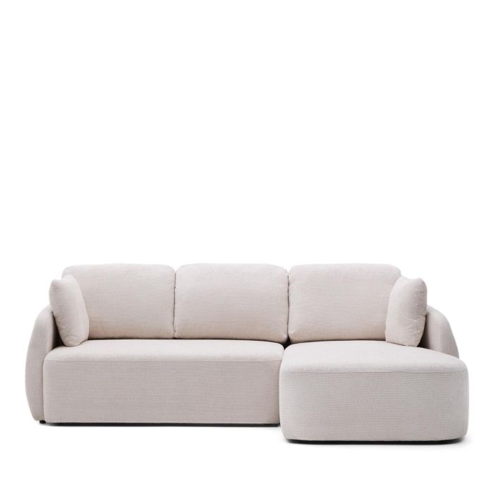 Sofá Cama 3 Plazas Chenilla Chaise Longue Derecha Crudo, 246 Cm