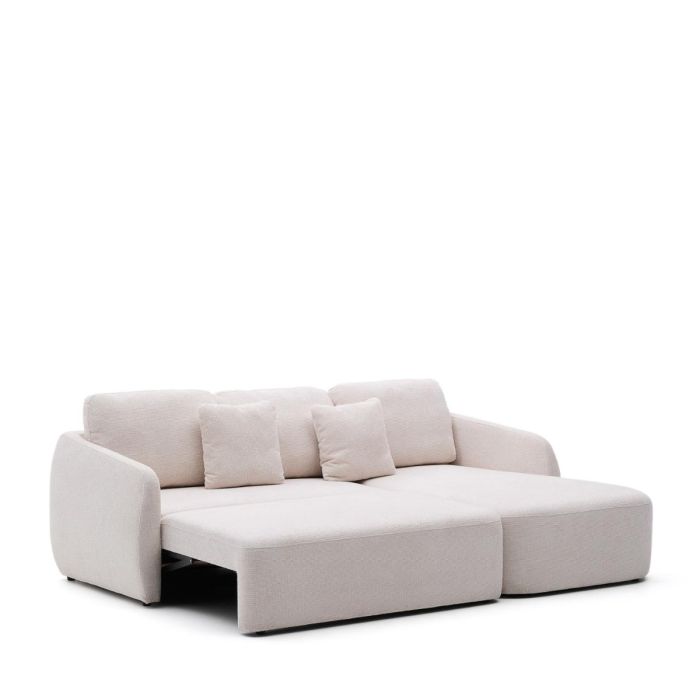 Sofá Cama 3 Plazas Chenilla Chaise Longue Derecha Crudo, 246 Cm
