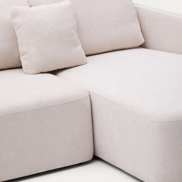 Sofá Cama 3 Plazas Chenilla Chaise Longue Derecha Crudo, 246 Cm