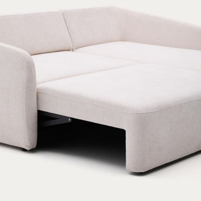 Sofá Cama 3 Plazas Chenilla Chaise Longue Derecha Crudo, 246 Cm