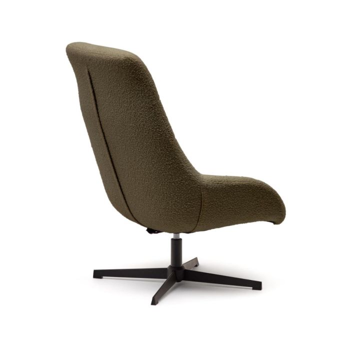 Sillón Giratorio Tejido Borreguito Verde Oscuro Acero, 76 Cm