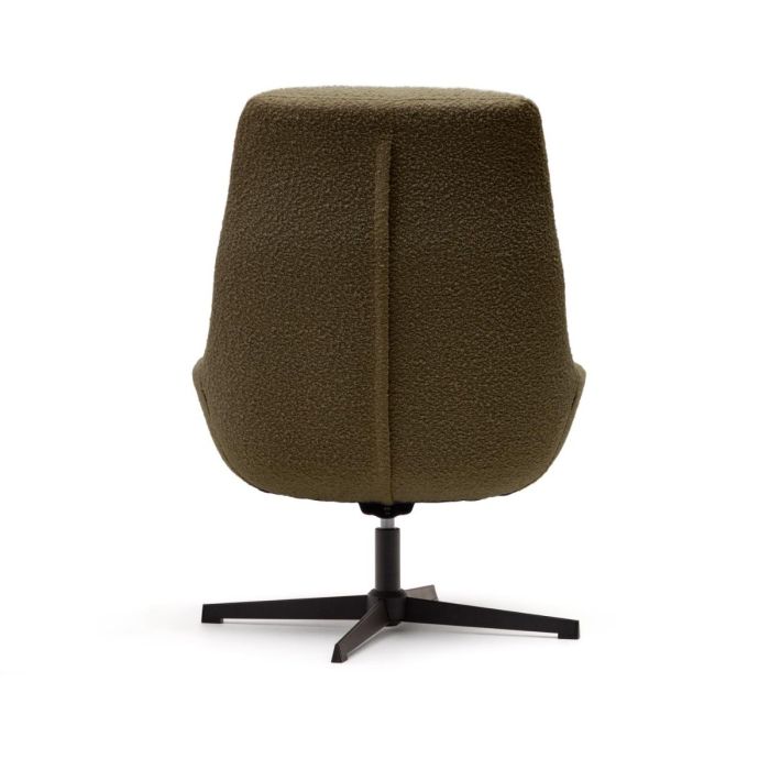 Sillón Giratorio Tejido Borreguito Verde Oscuro Acero, 76 Cm