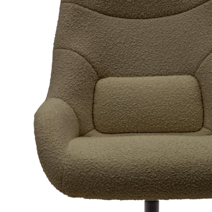 Sillón Giratorio Tejido Borreguito Verde Oscuro Acero, 76 Cm
