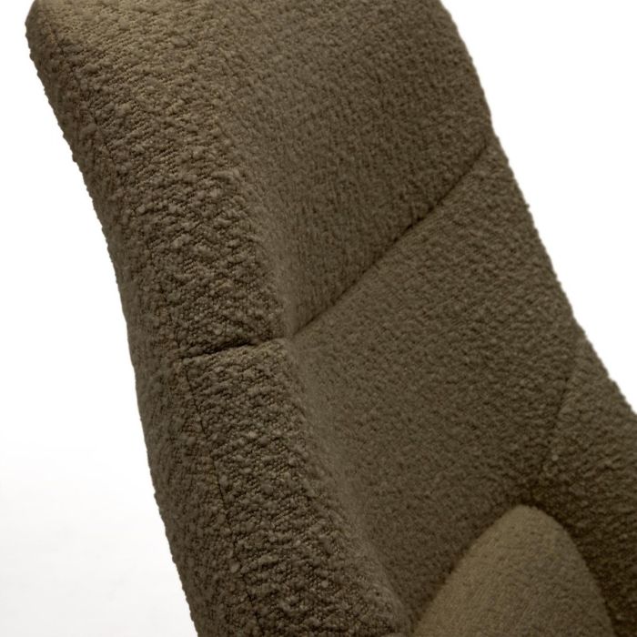 Sillón Giratorio Tejido Borreguito Verde Oscuro Acero, 76 Cm