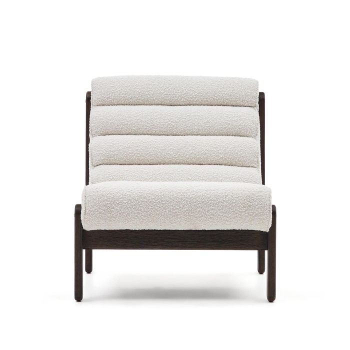Sillón Magira Tejido Borreguito Blanco Madera Roble Oscuro, 75 Cm
