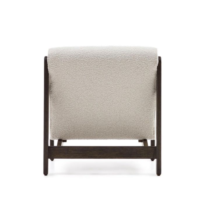 Sillón Tejido Borreguito Blanco Madera Roble Oscuro, 75 Cm
