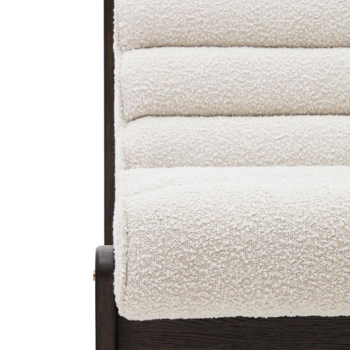 Sillón Tejido Borreguito Blanco Madera Roble Oscuro, 75 Cm