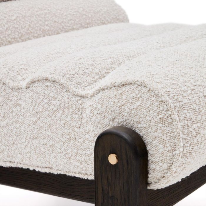 Sillón Tejido Borreguito Blanco Madera Roble Oscuro, 75 Cm