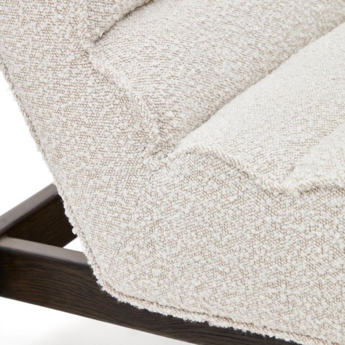 Sillón Tejido Borreguito Blanco Madera Roble Oscuro, 75 Cm
