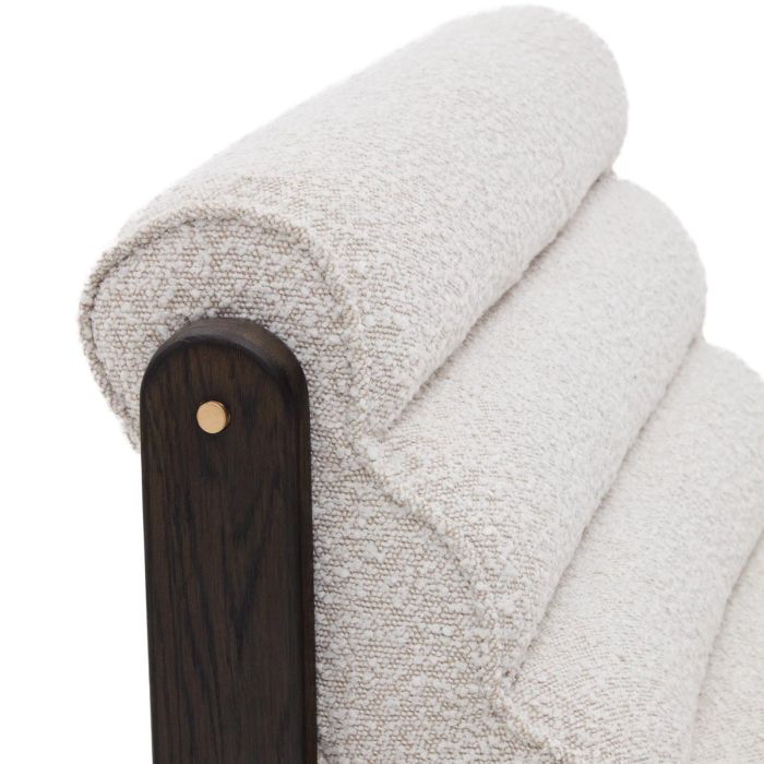 Sillón Tejido Borreguito Blanco Madera Roble Oscuro, 75 Cm